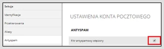 Włączenie filtra antyspamowego