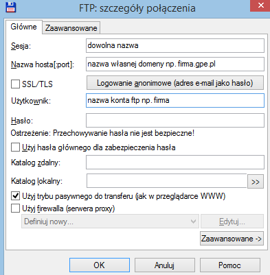 Konfiguracja połączenia FTP w TotalCommander