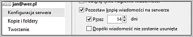 POP3 - konfiguruj pozostawienie wiadomości na serwerze