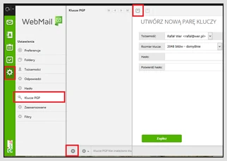 Włączenie szyfrowania maili PGP w Webmail