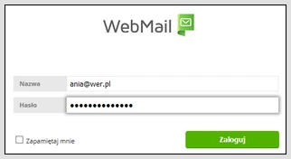 Okno logowania do Webmail