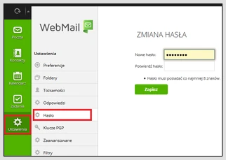 Zmiana hasła w Webmail